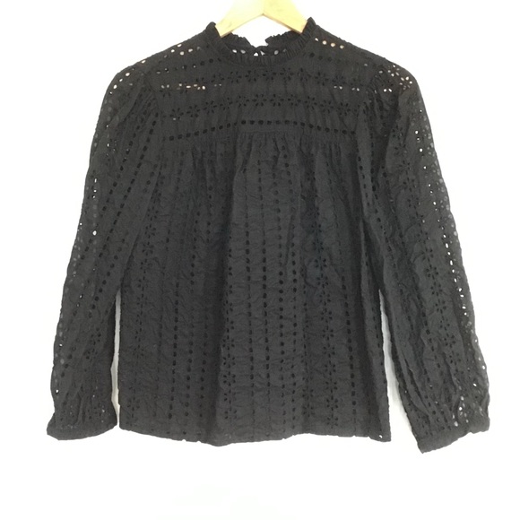 J. Crew Tops - J. Crew black eyelet blouse AL603